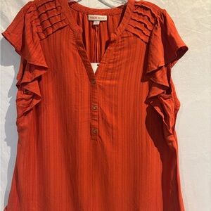 Knox Rose Women's Orange Ruffle Top